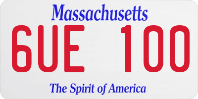 MA license plate 6UE100