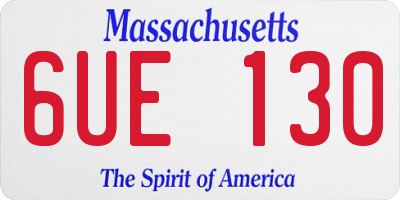 MA license plate 6UE130