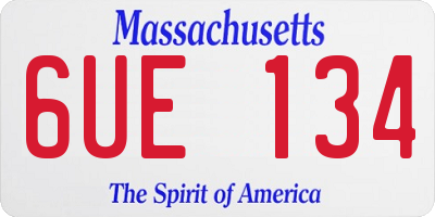 MA license plate 6UE134