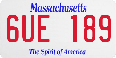 MA license plate 6UE189