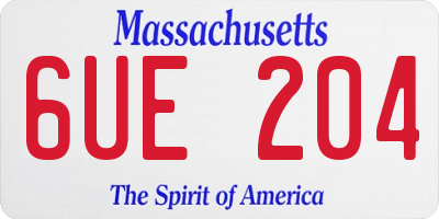MA license plate 6UE204