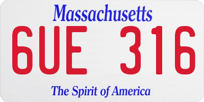 MA license plate 6UE316