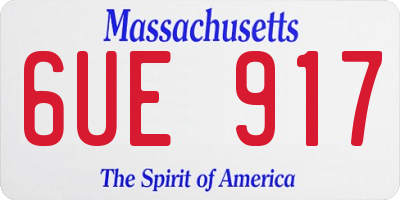MA license plate 6UE917