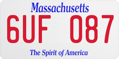 MA license plate 6UF087