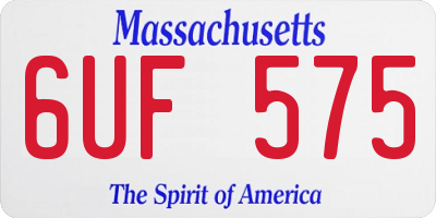 MA license plate 6UF575