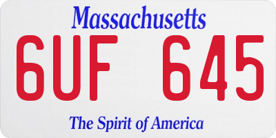 MA license plate 6UF645