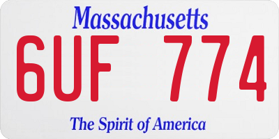 MA license plate 6UF774