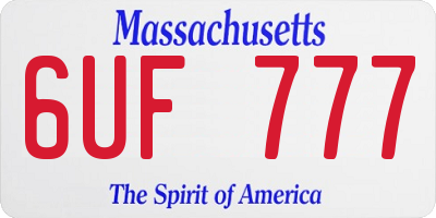 MA license plate 6UF777