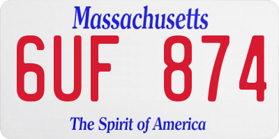 MA license plate 6UF874