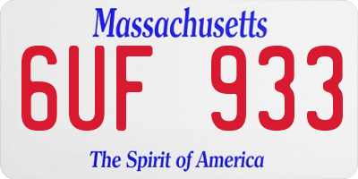 MA license plate 6UF933