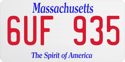MA license plate 6UF935