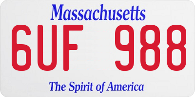 MA license plate 6UF988