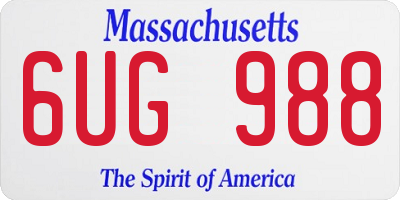 MA license plate 6UG988