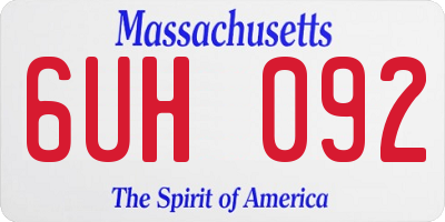 MA license plate 6UH092