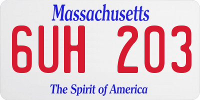 MA license plate 6UH203