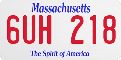 MA license plate 6UH218