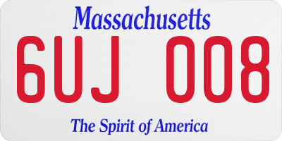 MA license plate 6UJ008