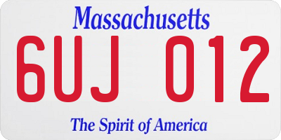 MA license plate 6UJ012