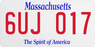 MA license plate 6UJ017