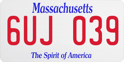 MA license plate 6UJ039