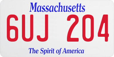 MA license plate 6UJ204