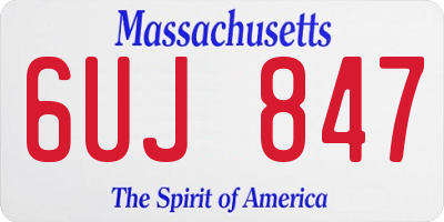 MA license plate 6UJ847