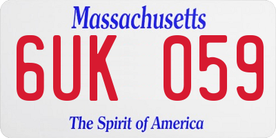 MA license plate 6UK059