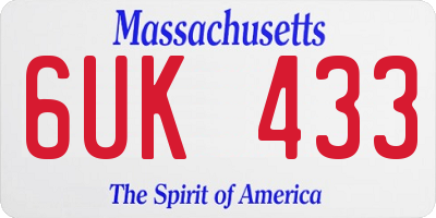 MA license plate 6UK433