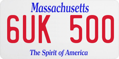 MA license plate 6UK500