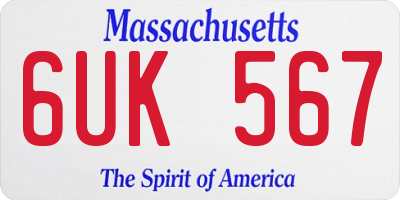 MA license plate 6UK567