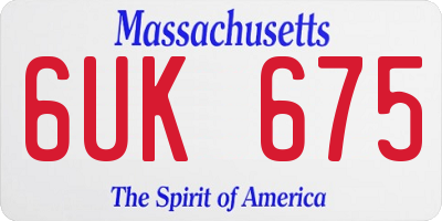 MA license plate 6UK675