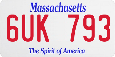 MA license plate 6UK793