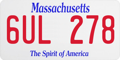 MA license plate 6UL278