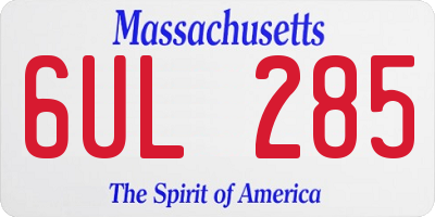 MA license plate 6UL285