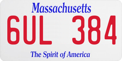 MA license plate 6UL384