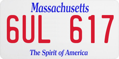 MA license plate 6UL617