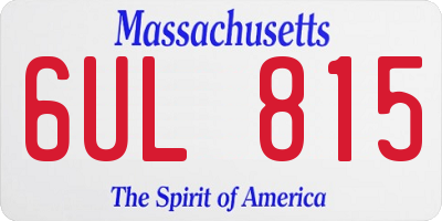MA license plate 6UL815