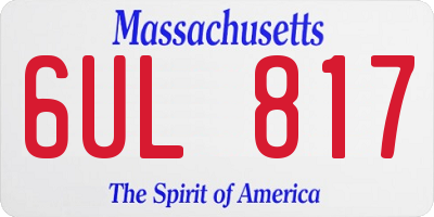 MA license plate 6UL817