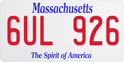 MA license plate 6UL926
