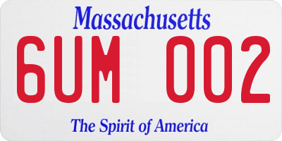 MA license plate 6UM002