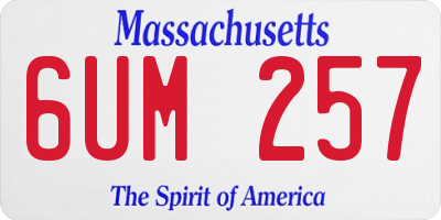 MA license plate 6UM257