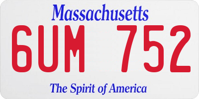 MA license plate 6UM752