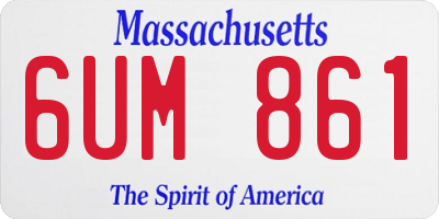 MA license plate 6UM861