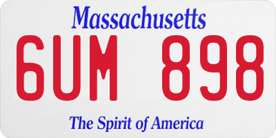 MA license plate 6UM898