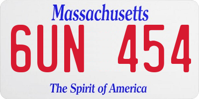 MA license plate 6UN454