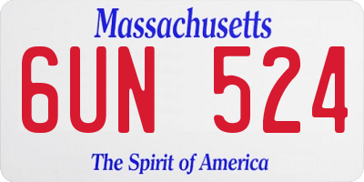 MA license plate 6UN524