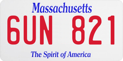 MA license plate 6UN821