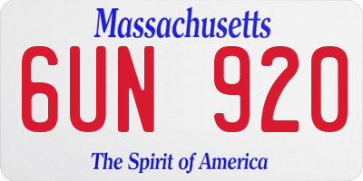 MA license plate 6UN920