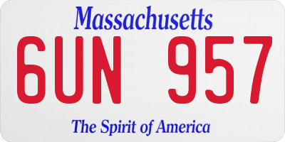 MA license plate 6UN957