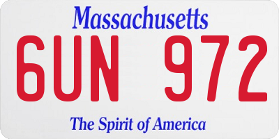 MA license plate 6UN972